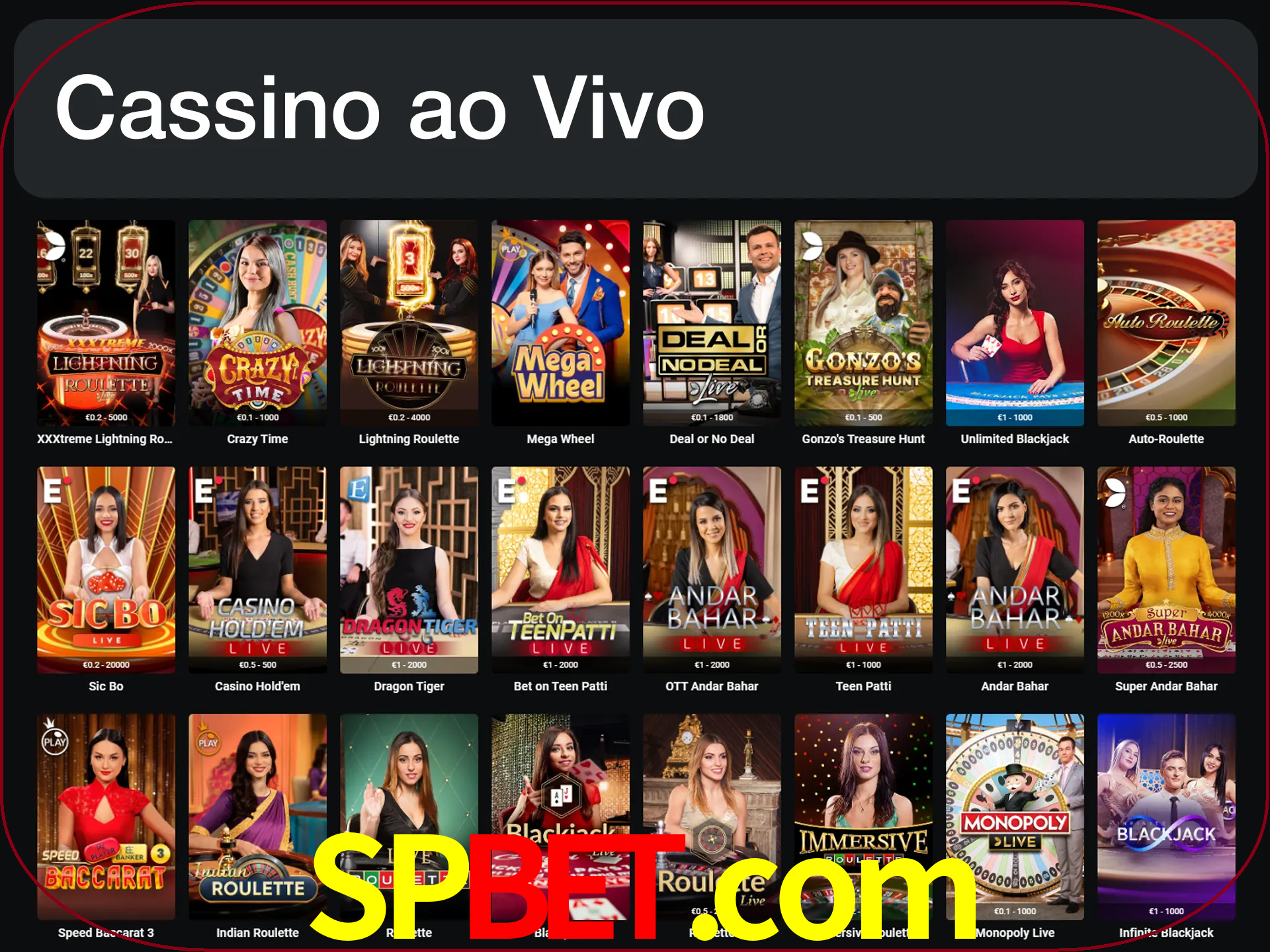 Jogue jogos de cassino com um verdadeiro dealer.