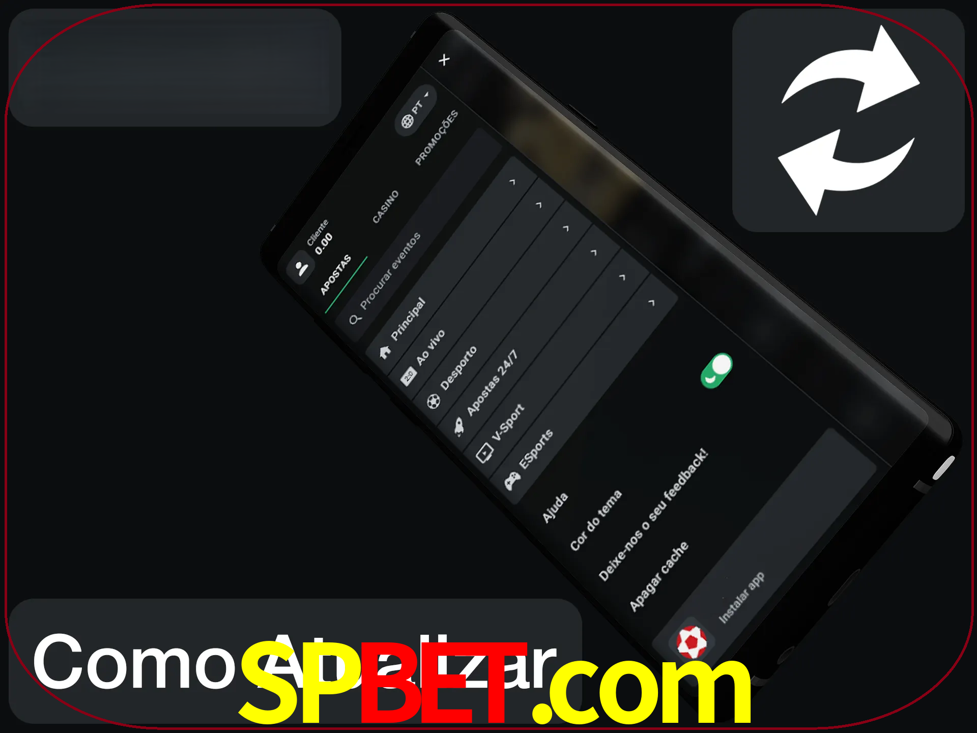 O aplicativo é atualizado automaticamente quando você faz o login.